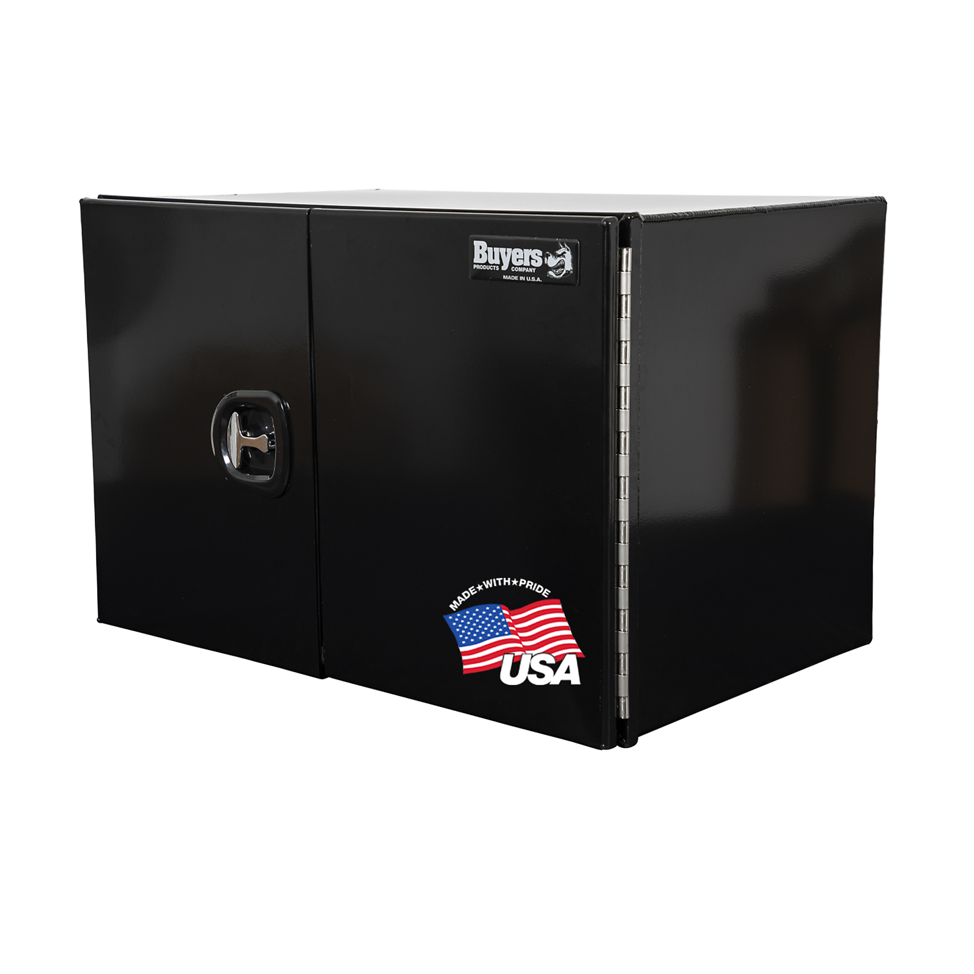 Buyers Products, 36x24x24 Pro 2 Door Underbody Truck Tool Job Storage Box, Width 24 in, Material Aluminum, Color Finish Glossy Black, Model# 1705935